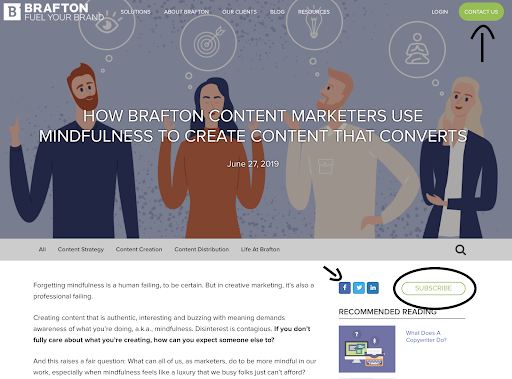 CTAs and social icons displayed on Solurein blog